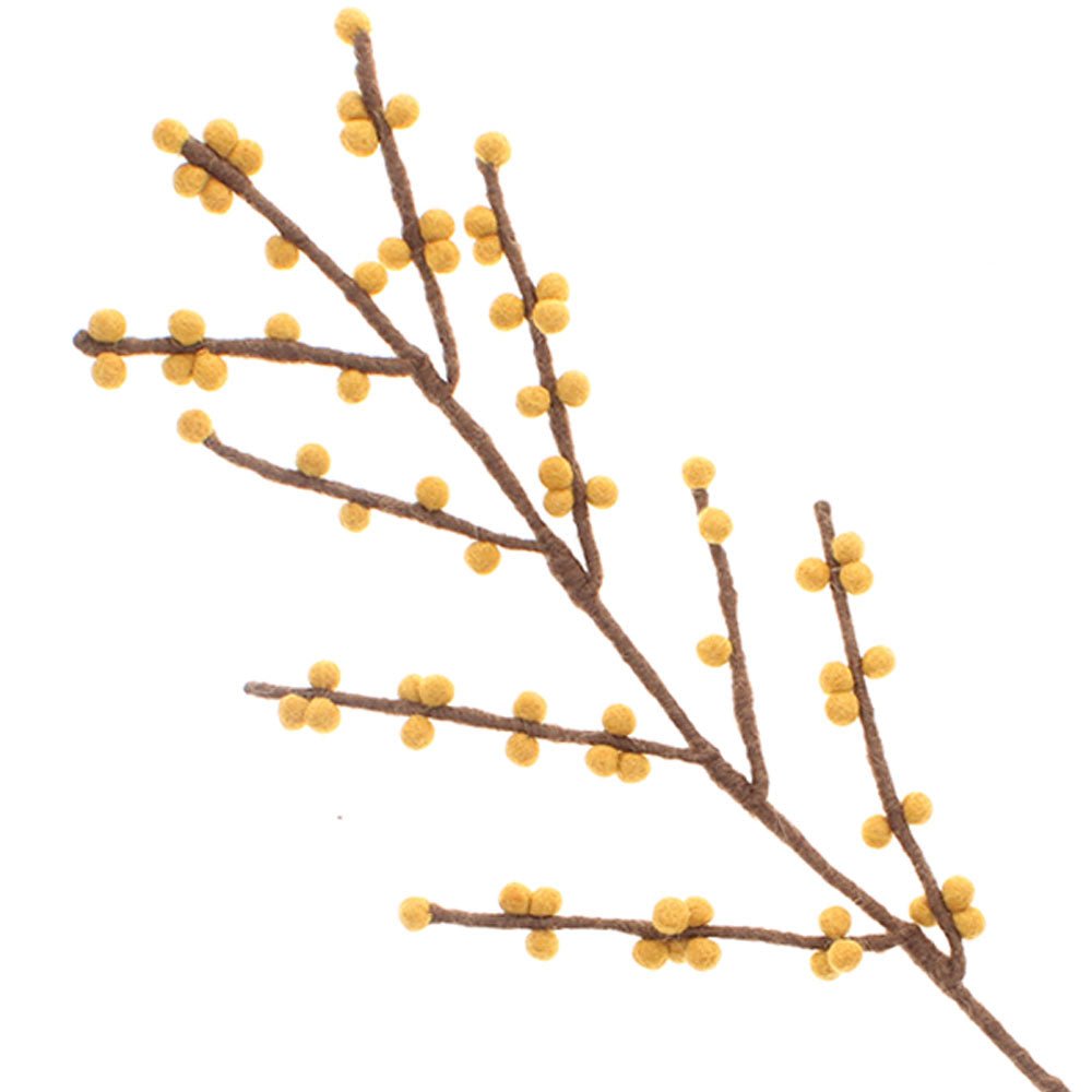 Yellow Berries Felt Branch