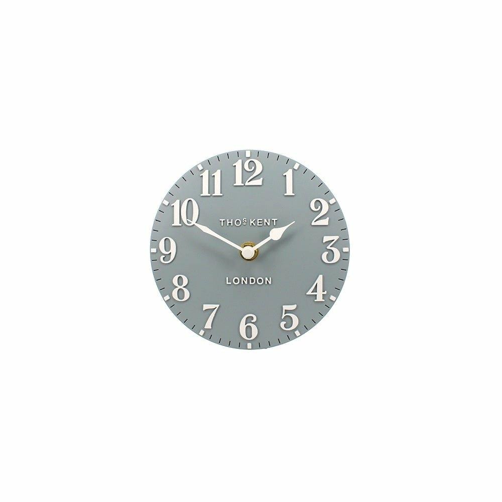6" Arabic Mantel Clock, Flax Blue
