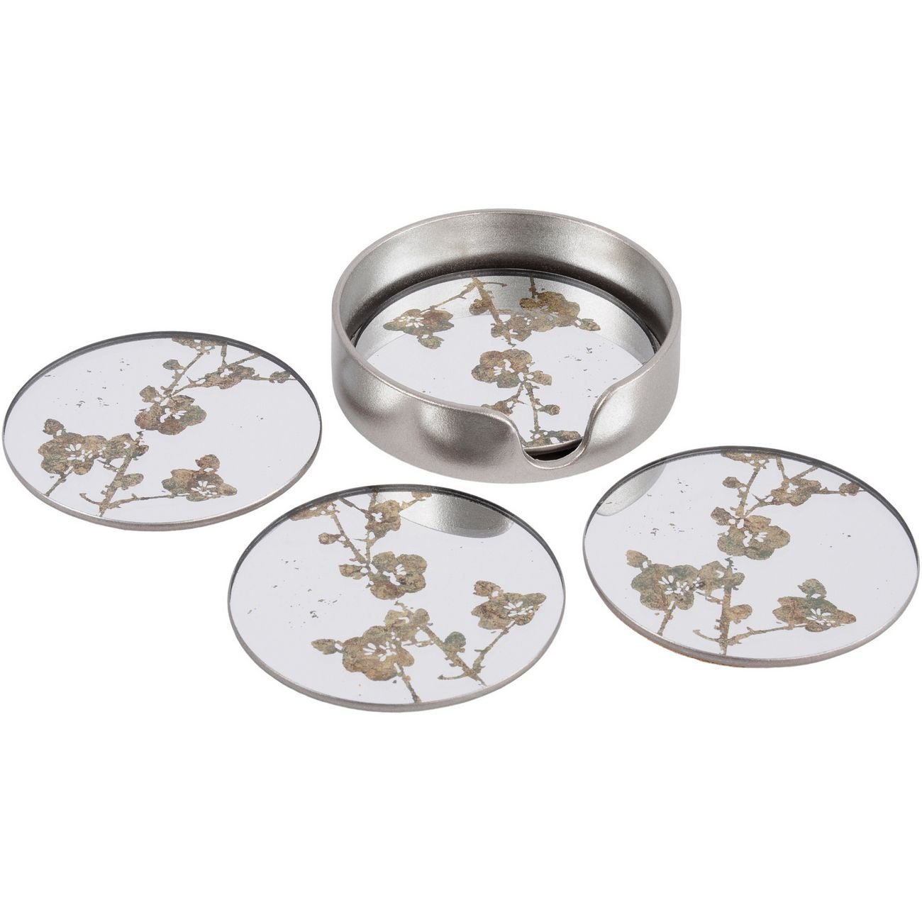 Antique Gold Set Of 4 Blossom Coasters