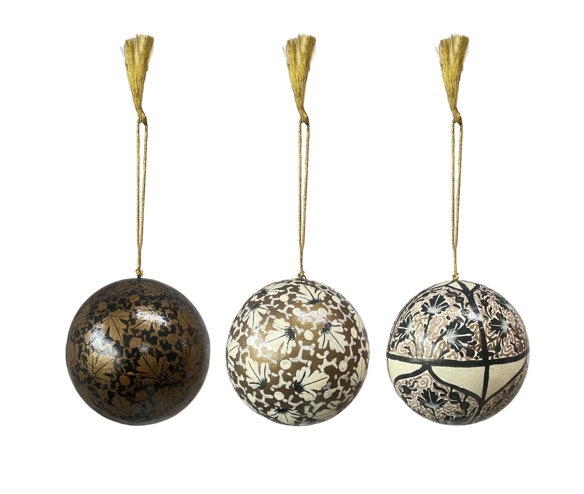 Assorted Hand-painted Black, Gold and White Baubles