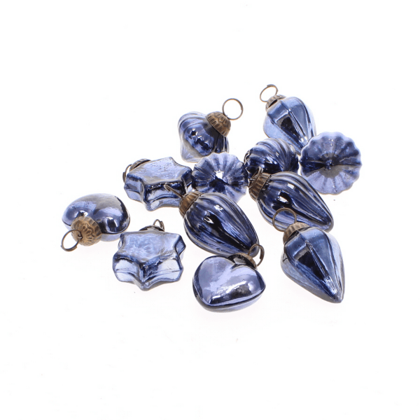 Bag of 12 Mini Baubles, Indigo