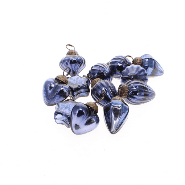 Bag of 12 Mini Baubles, Indigo