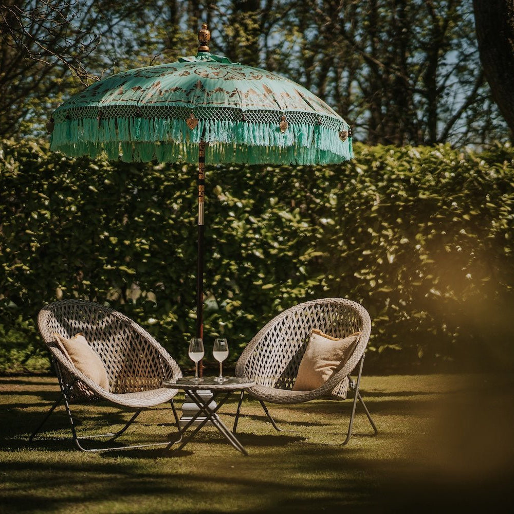 Bali Sun Parasol, Mint and Gold