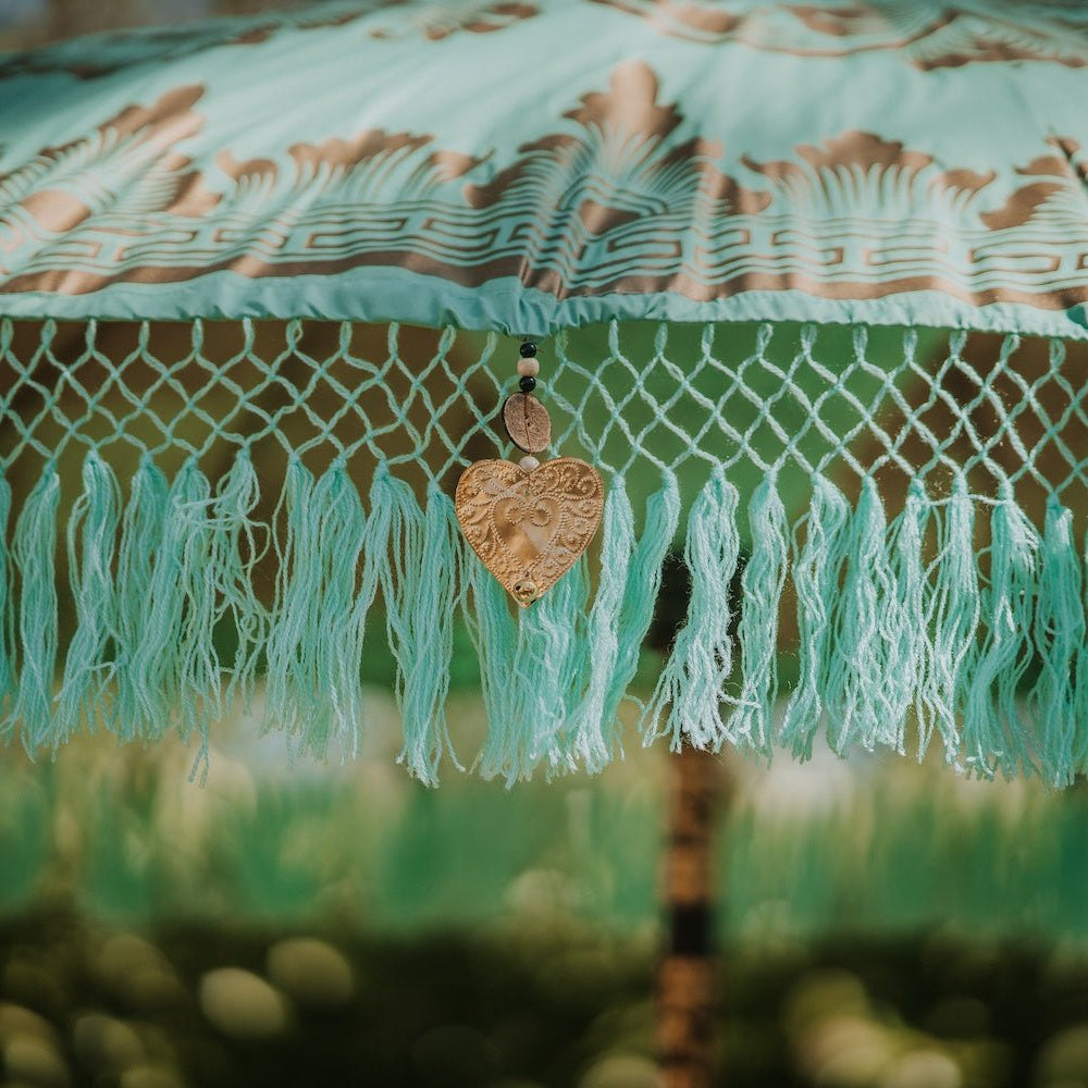 Bali Sun Parasol, Mint and Gold