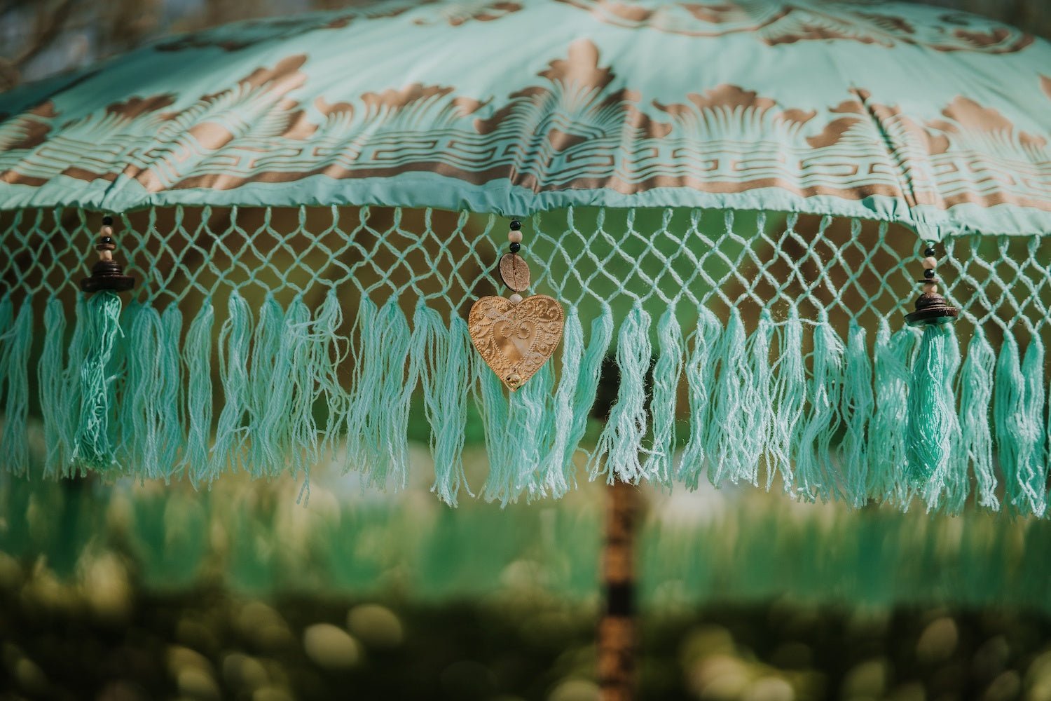 Bali Sun Parasol, Mint and Gold