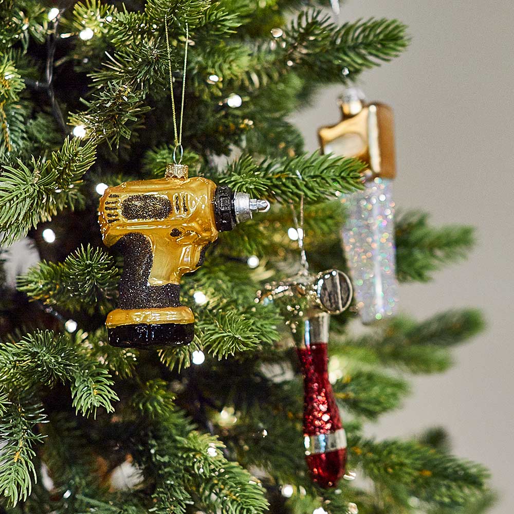 Black and Gold Drill Shaped Bauble