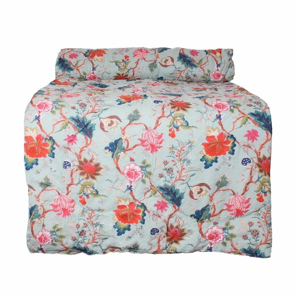 Blue Exotic Flower Double Quilted Throw