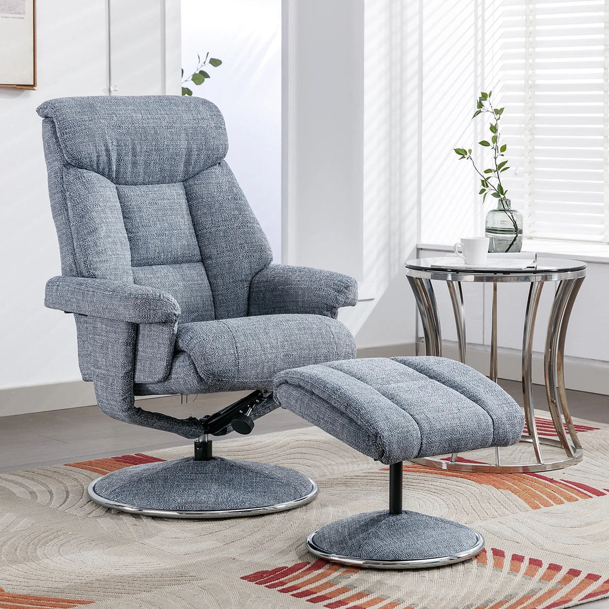 Brussels Reclining Swivel Chair Grey Fabric,Silver Fabric,Wheat Fabric,Rock Fabric,Marine Fabric,Teal Fabric