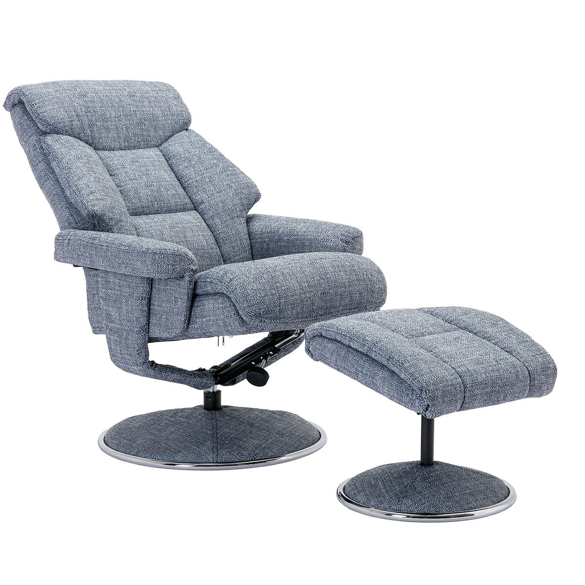 Brussels Reclining Swivel Chair Grey Fabric,Silver Fabric,Wheat Fabric,Rock Fabric,Marine Fabric,Teal Fabric