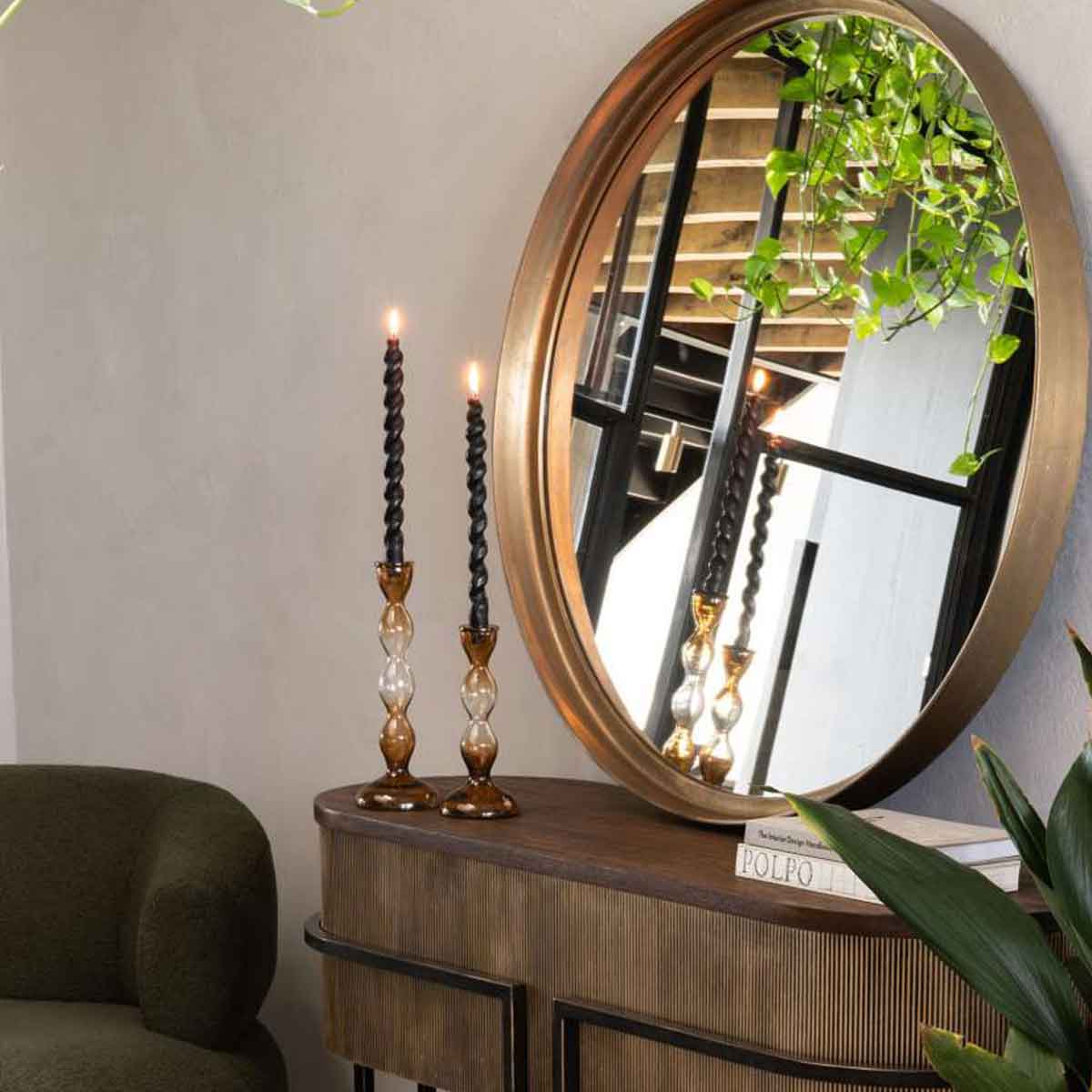 Burnt Orange Bobble Candlestick, Large