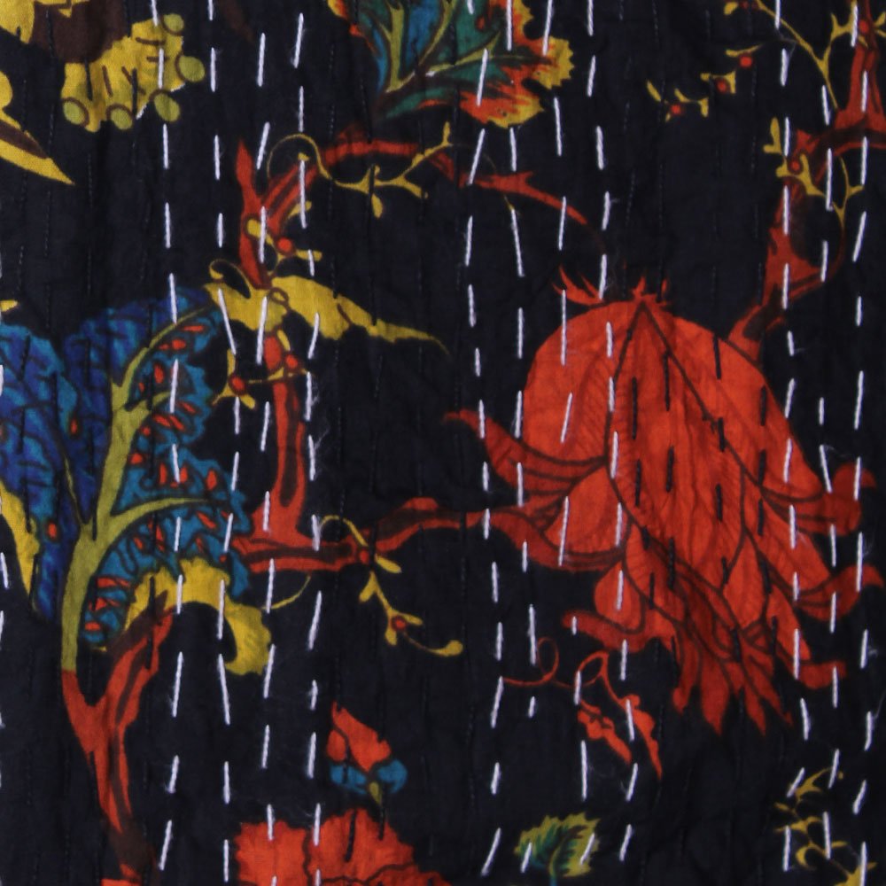 Burnt Orange Print Kantha Throw, 150 x 230cm