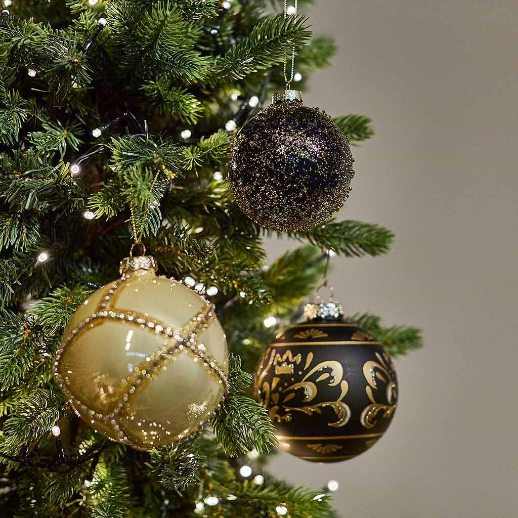 Chunky Gold Glitter Bauble - Angela Reed - Christmas Decorations