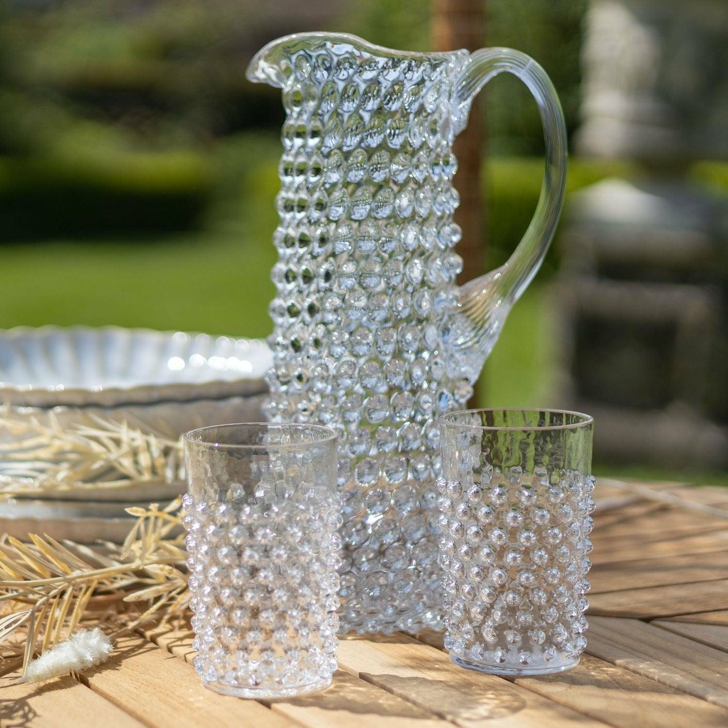 Clear Tall Hobnail Jug