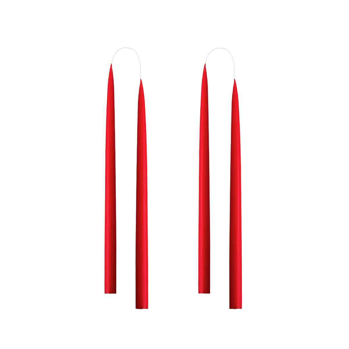 Colourful 35cm Taper Candles - 4 per gift boxa Winter Red