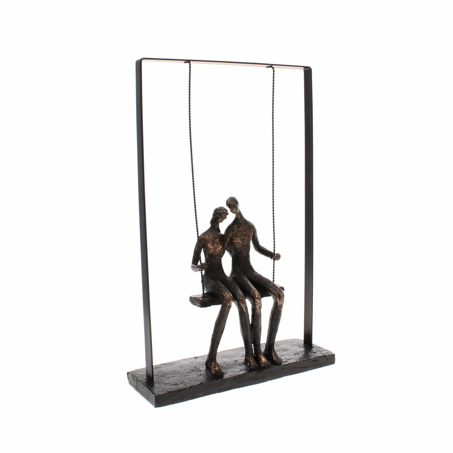 Couple Sitting on Swing Bronze Figurative Sculpture