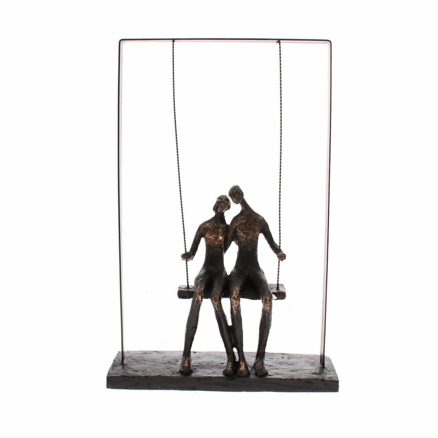 Couple Sitting on Swing Bronze Figurative Sculpture