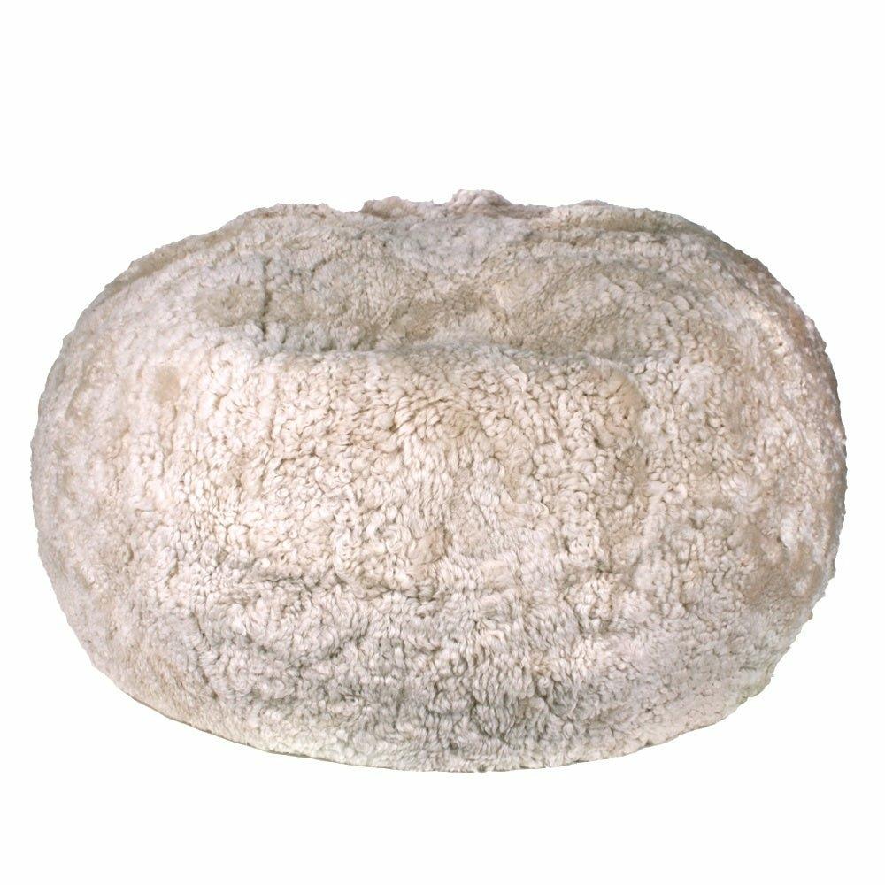 Curly Wool Bean Bag, Beige