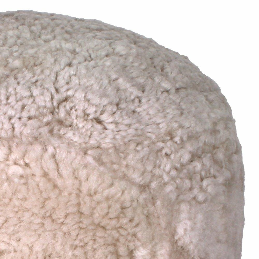 Curly Wool Pouffe, Beige