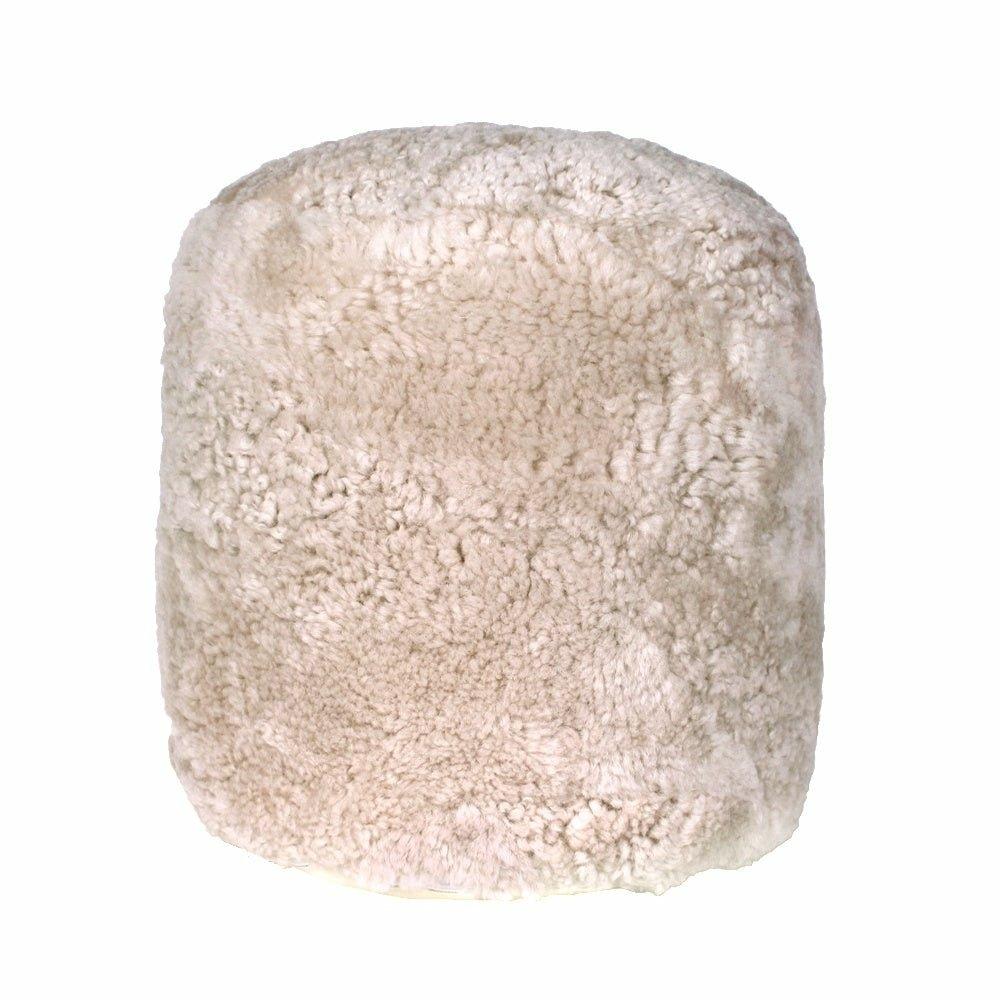 Curly Wool Pouffe, Beige