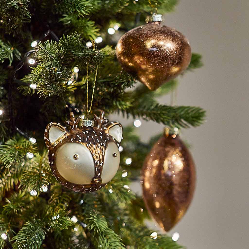 Deer Head Glass Bauble - Angela Reed - Christmas Decorations