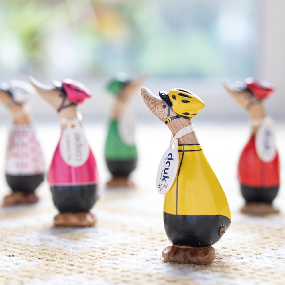 Dinky Duck Cyclists Green Jersey,Yellow Jersey,Polka Dot Jersey,Pink Jersey,Red Jersey
