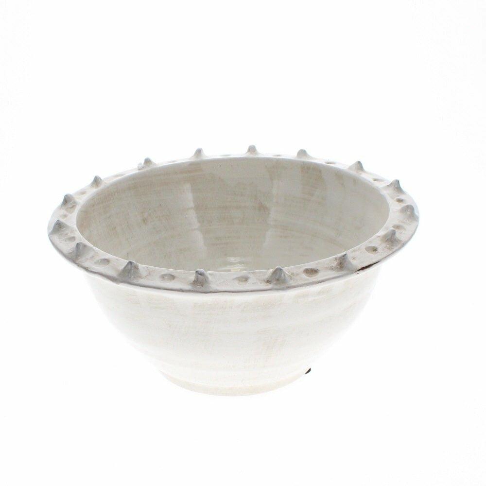 Distressed White Ceramic Bowl