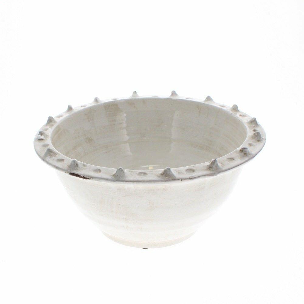 Distressed White Ceramic Bowl