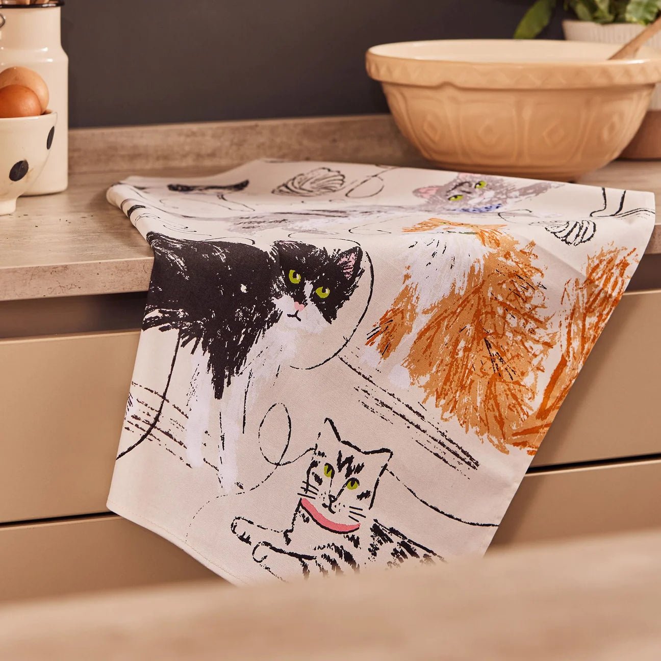 Feline Friends Tea Towel