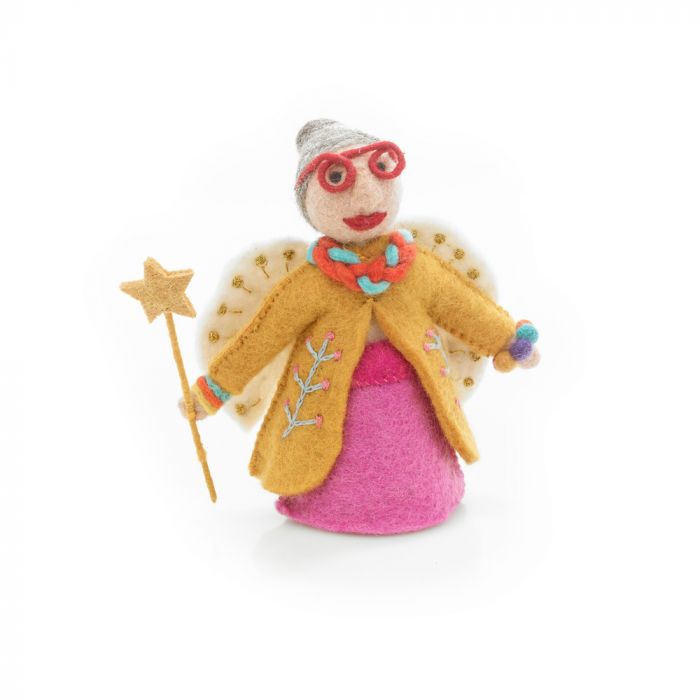 Felt Funky Fairy Godmother Tree Topper, Yellow