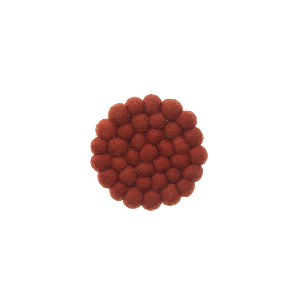 Feltball Coasters, Set of Two, Rusty Red