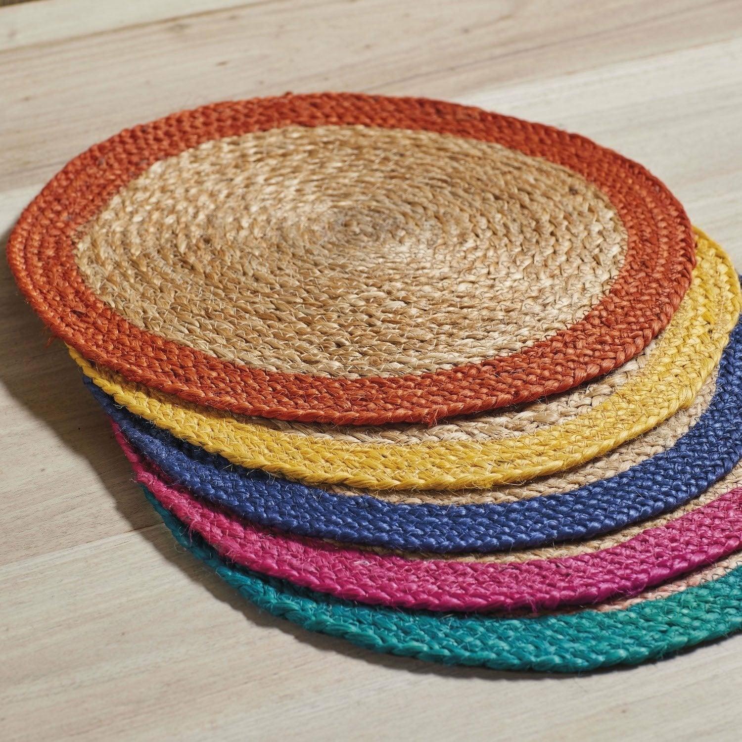 Fiesta Circular Jute Placemat, Blue