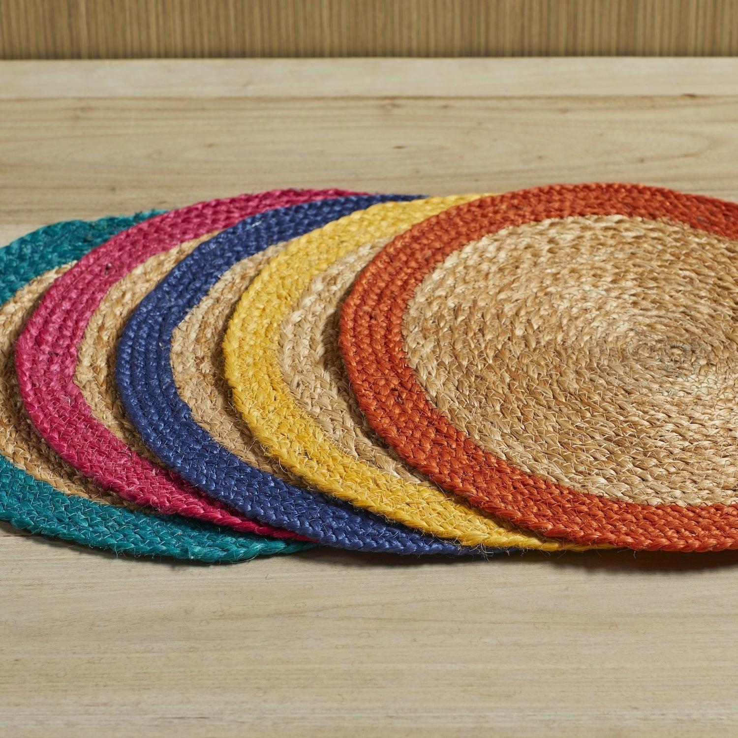 Fiesta Circular Jute Placemat, Pink