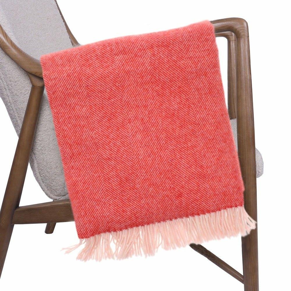 Flame Shetland Herringbone Throw by Bronte