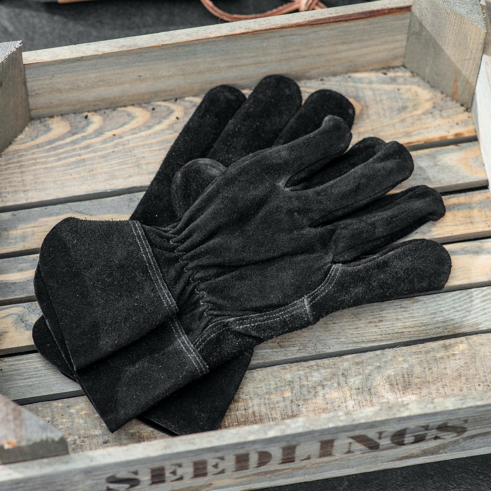 Gardening Gloves in Black Suede