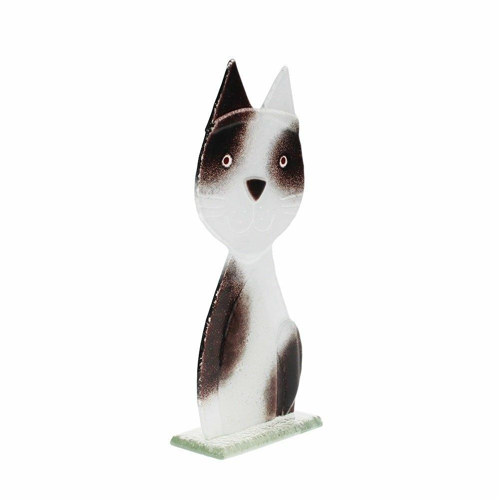 Glass Black and White Cat, Large