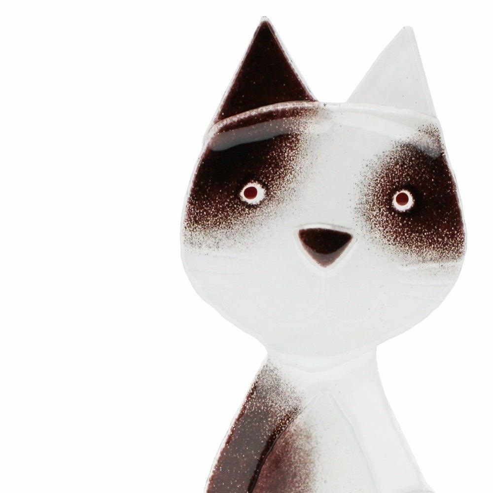 Glass Black and White Cat, Large