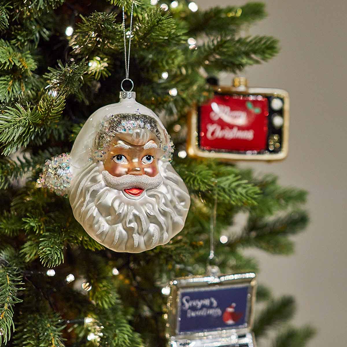 Glass Santa Head Bauble