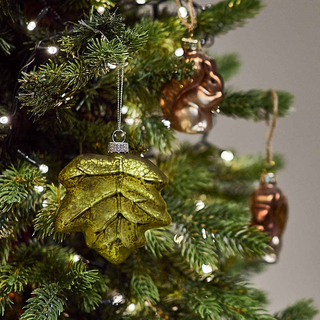 Green Leaf Glass Bauble
