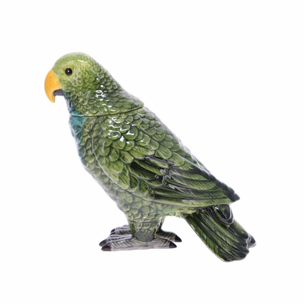 Green Parrot Ceramic Jar