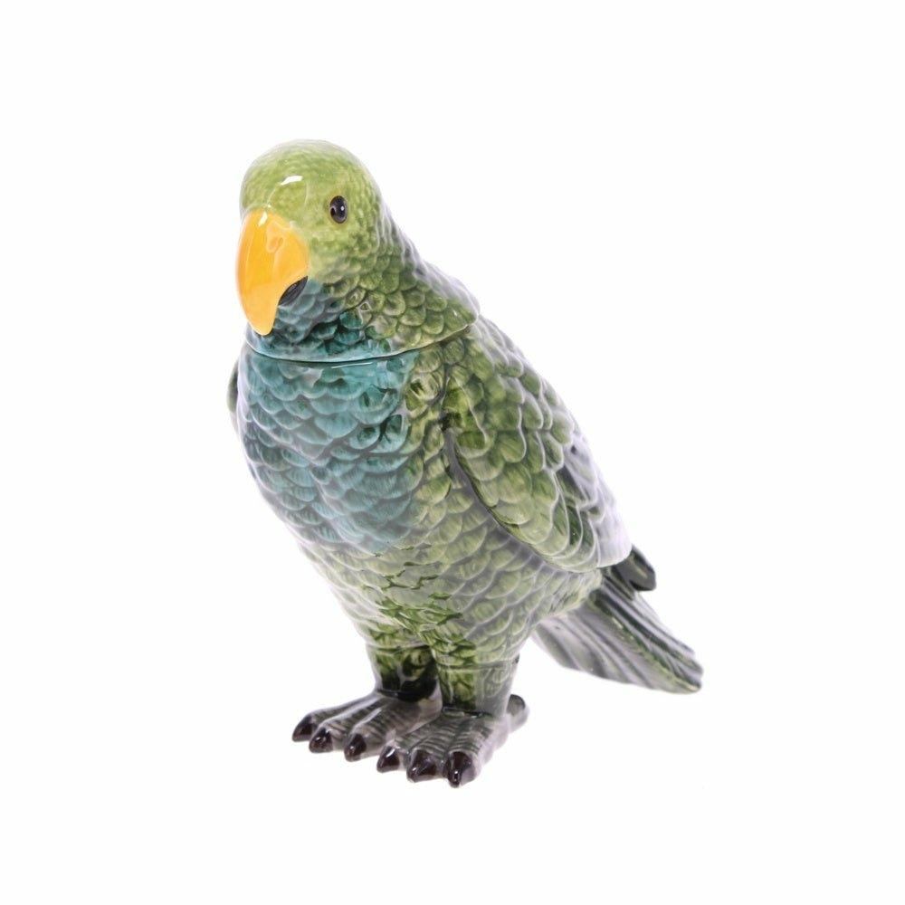 Green Parrot Ceramic Jar