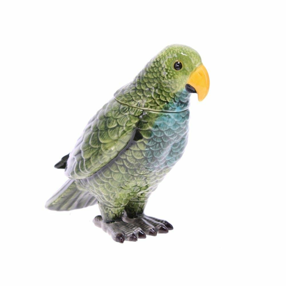 Green Parrot Ceramic Jar