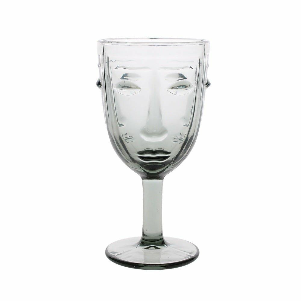 Grey Face Wine Glasses, Set of Four