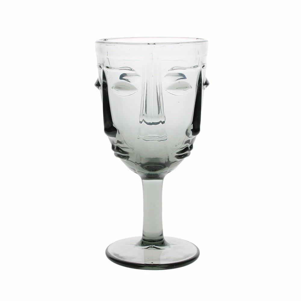 Grey Face Wine Glasses, Set of Four