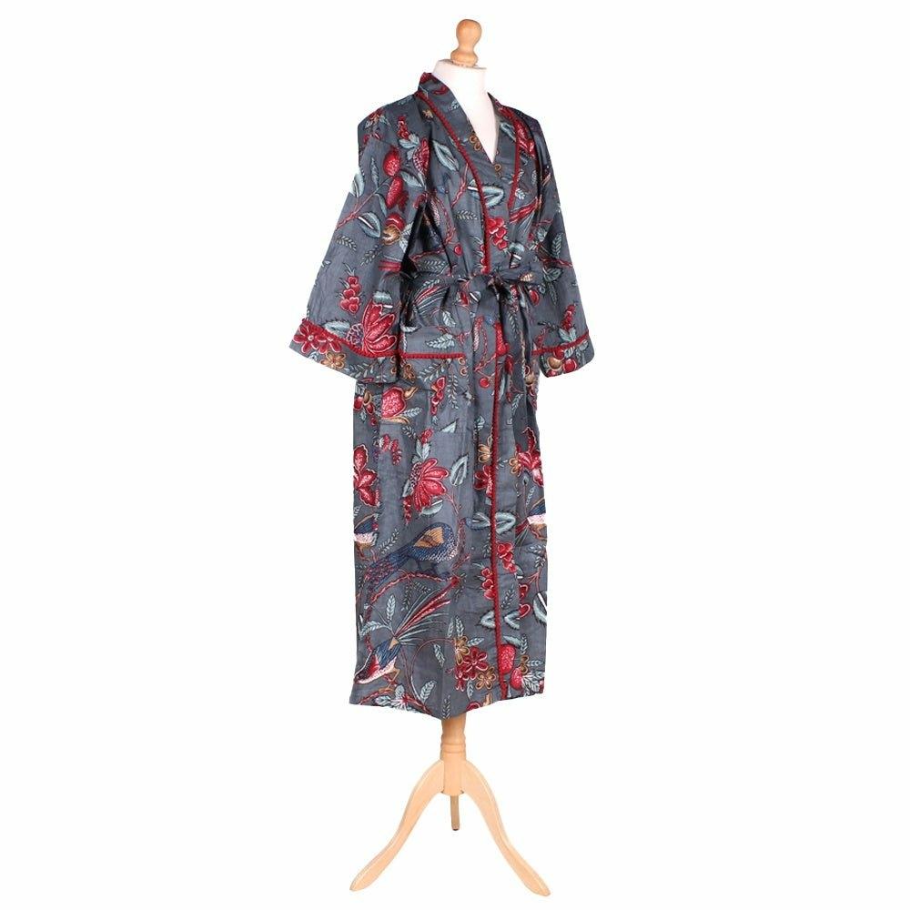 Grey Fruit Bird Dressing Gown