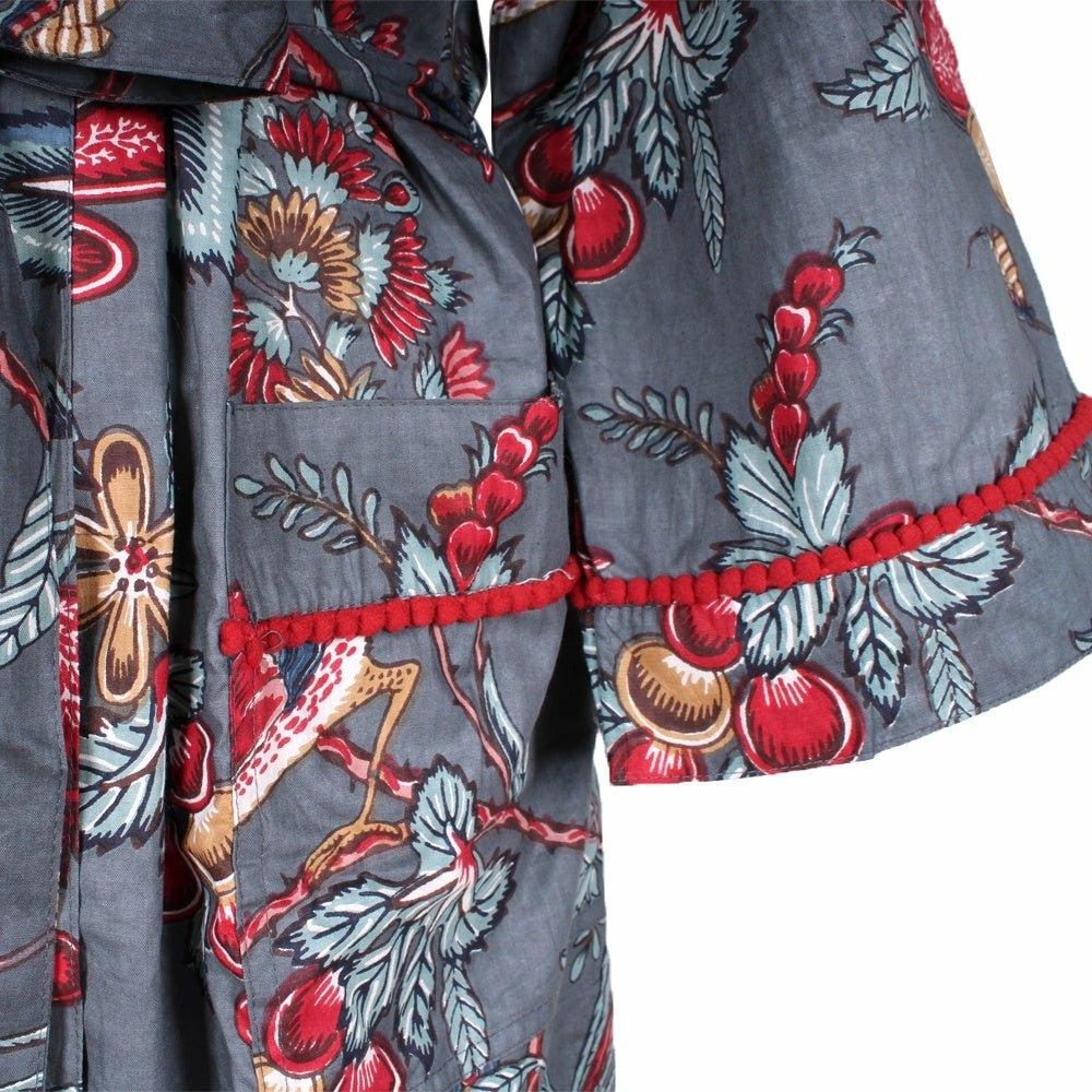 Grey Fruit Bird Dressing Gown
