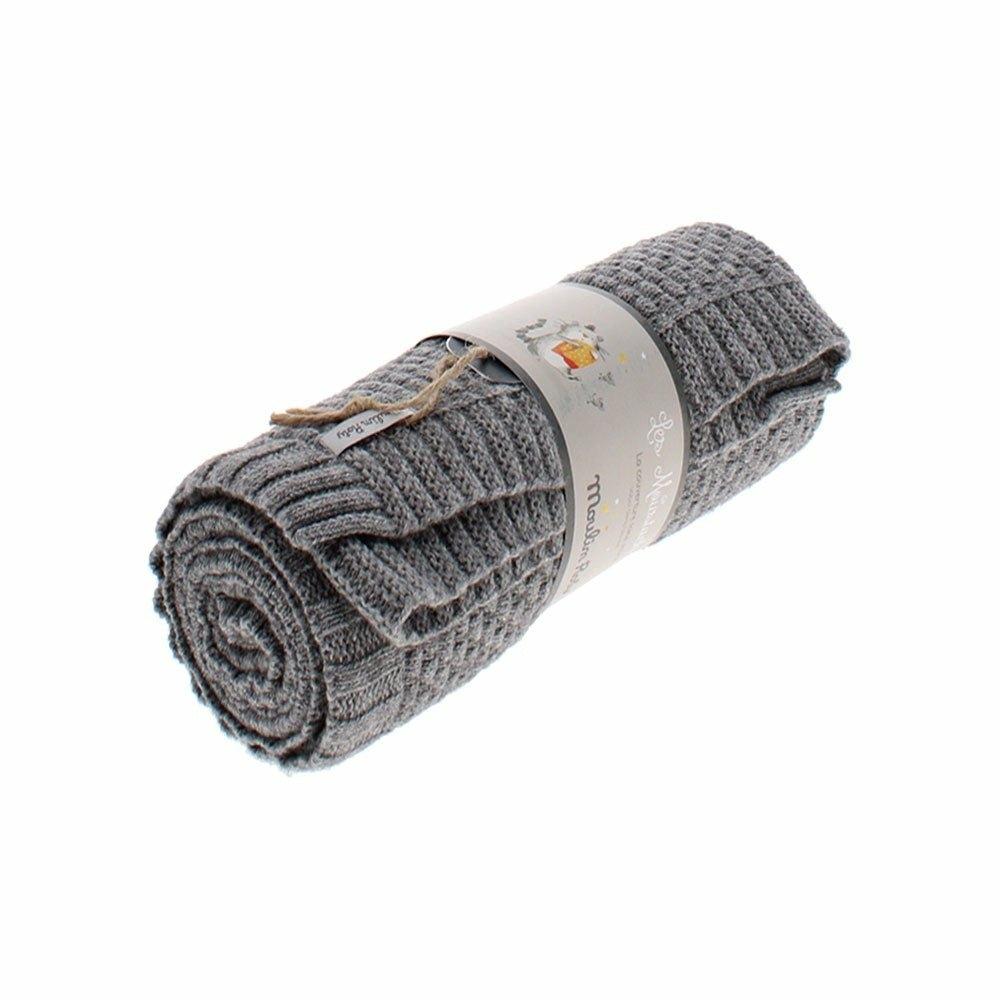 Grey Les Moustaches Wool Blend Baby Blanket