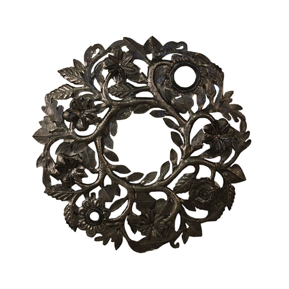 Haitian Metal Wall Art, Floral Wreath