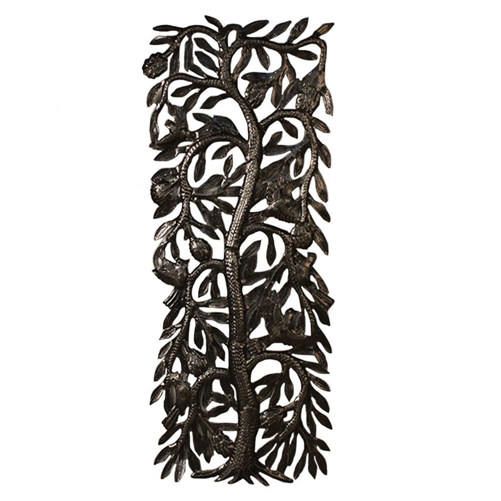 Haitian Metal Wall Art, Tall Tree with Birds