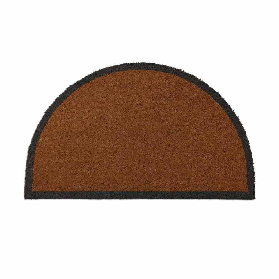 Half Moon Star Coir Door Grey Border