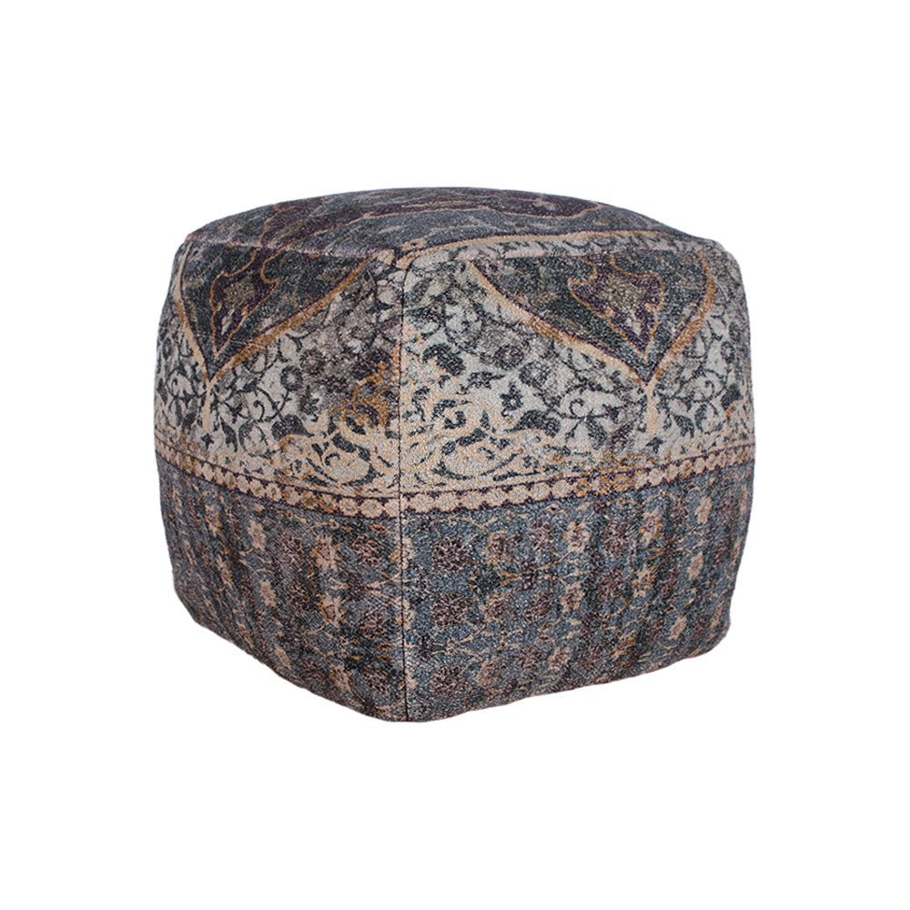 Handloom Pouffe, Blue